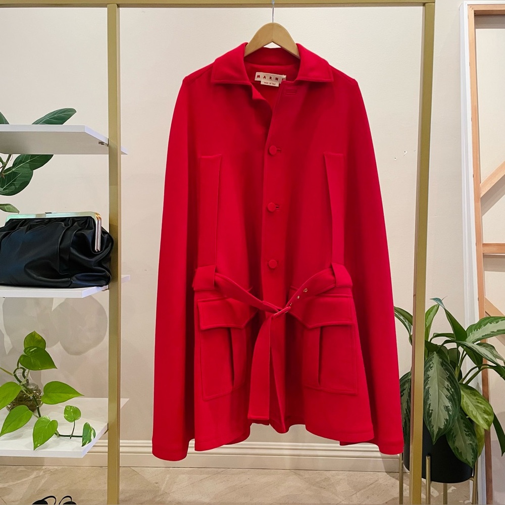 Marni Red Women's Cape with Belt Excellent Condition